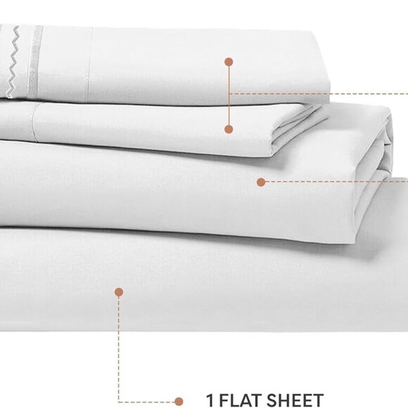 Queen Sz Sheet Set 4 Pc Fitted and Flat sheets 2 Pillowcases X004702LMP - Picture 2 of 8